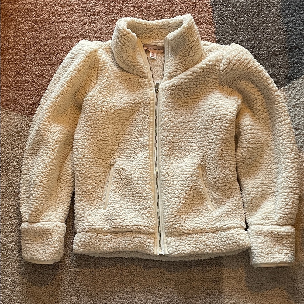 PHILOSOPHY Small faux fur, funnel neck, puff-sleeve jacket